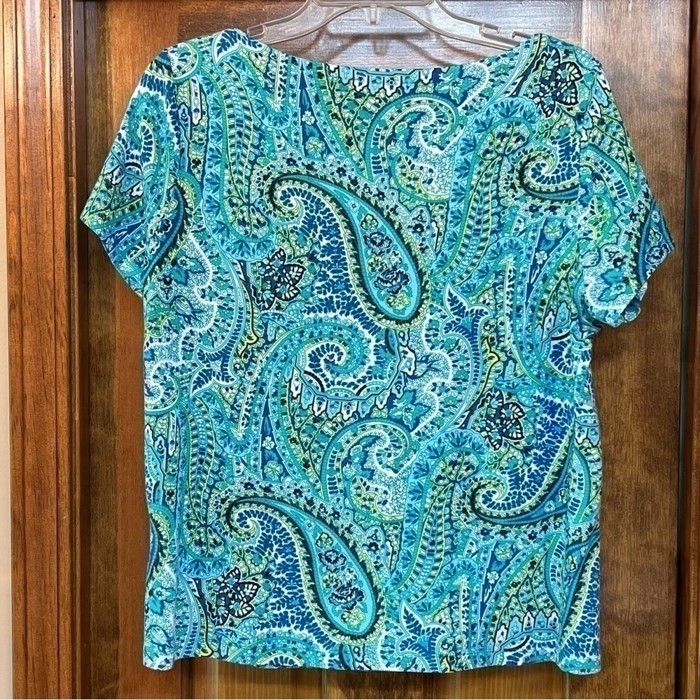 Jones‎ New York Sport SS TShirt Paisley Sz XL EUC $5 ADD ON with $15+ Bundle - Picture 2 of 7